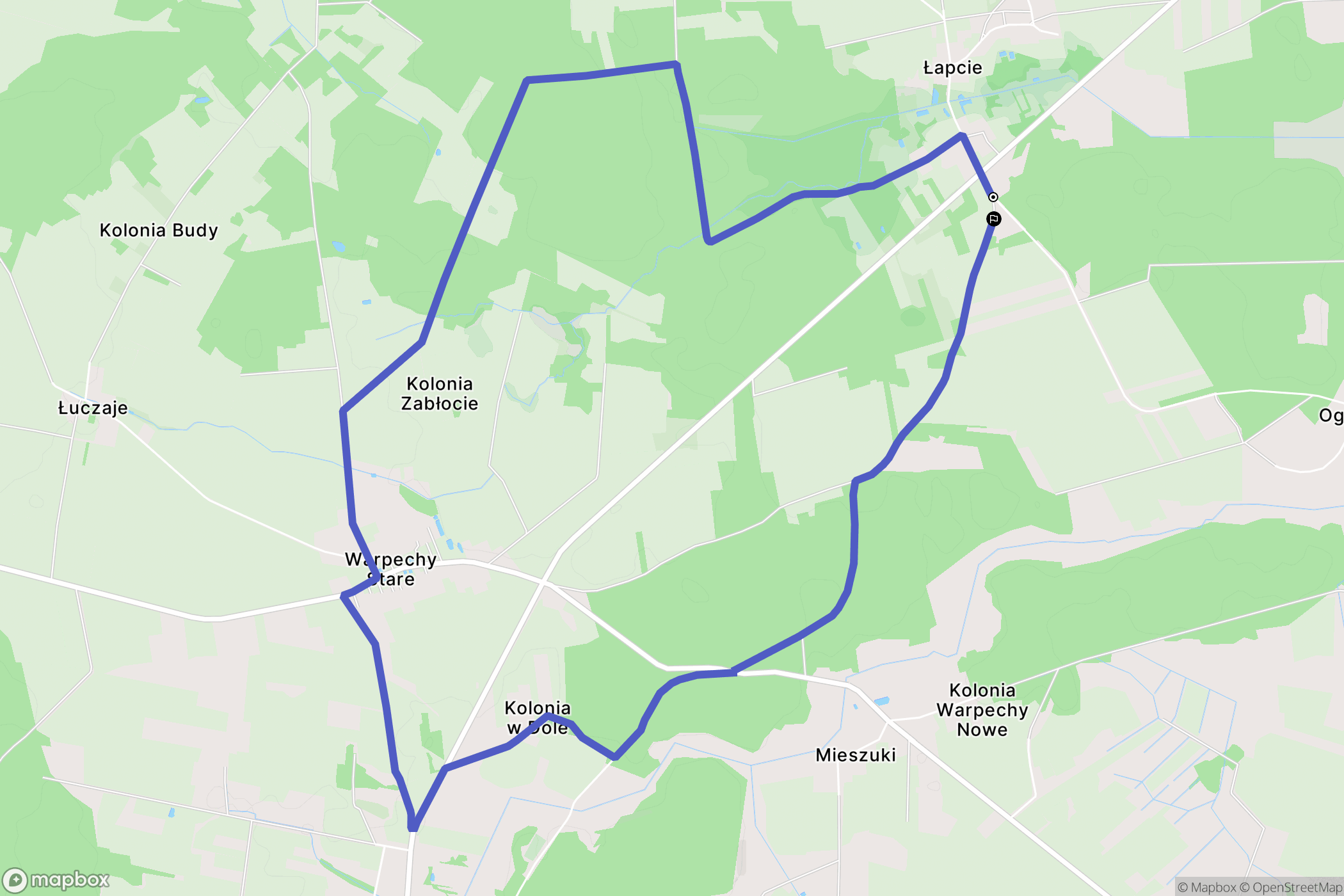 Łapcie: mapa trasy - Poland