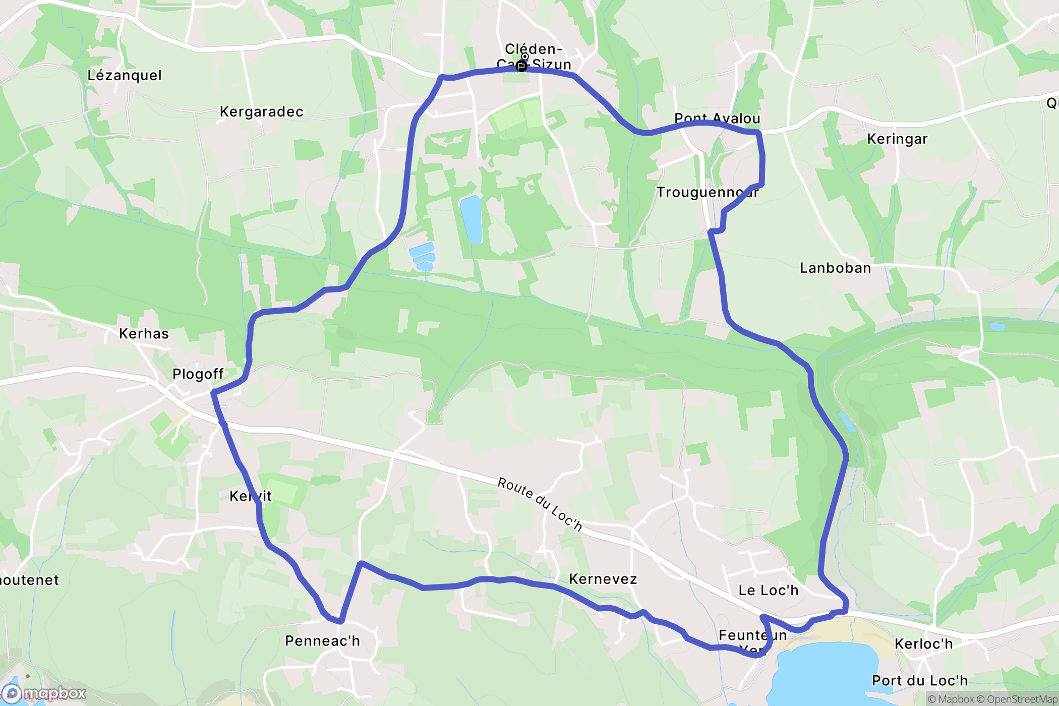 Cléden-Cap-Sizun : carte du parcours de randonnée - France