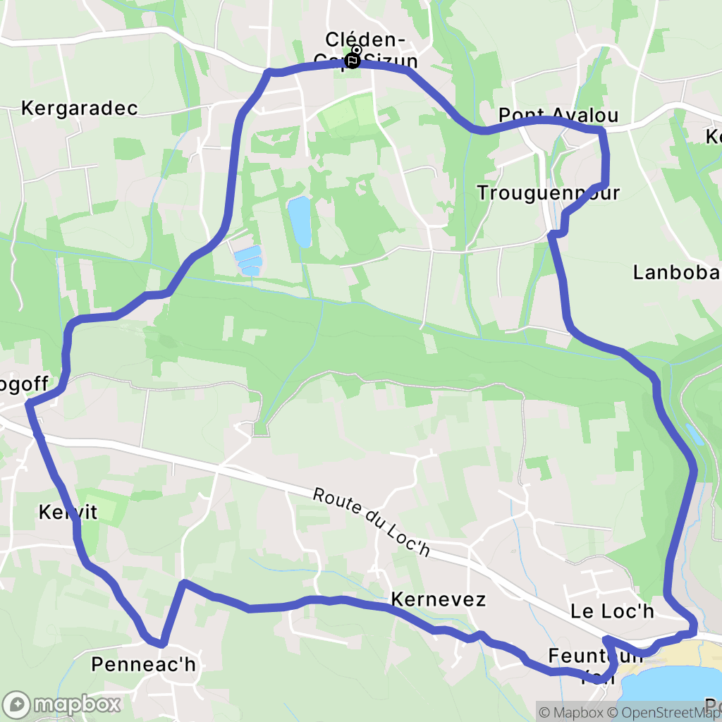 Cléden-Cap-Sizun : carte du parcours de randonnée - France