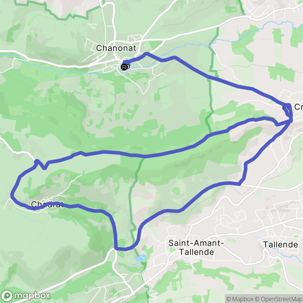 Chanonat : carte du parcours de randonnée - France