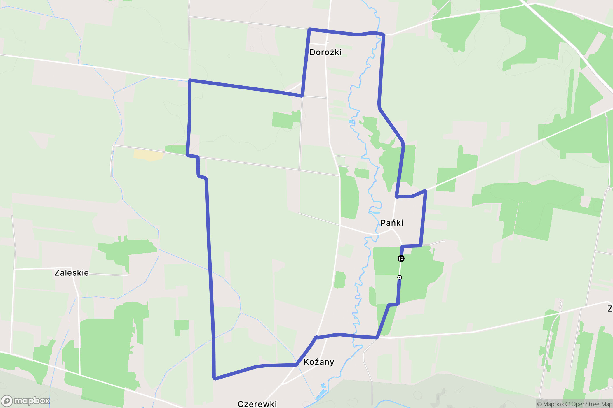 Kożany: mapa trasy - Poland