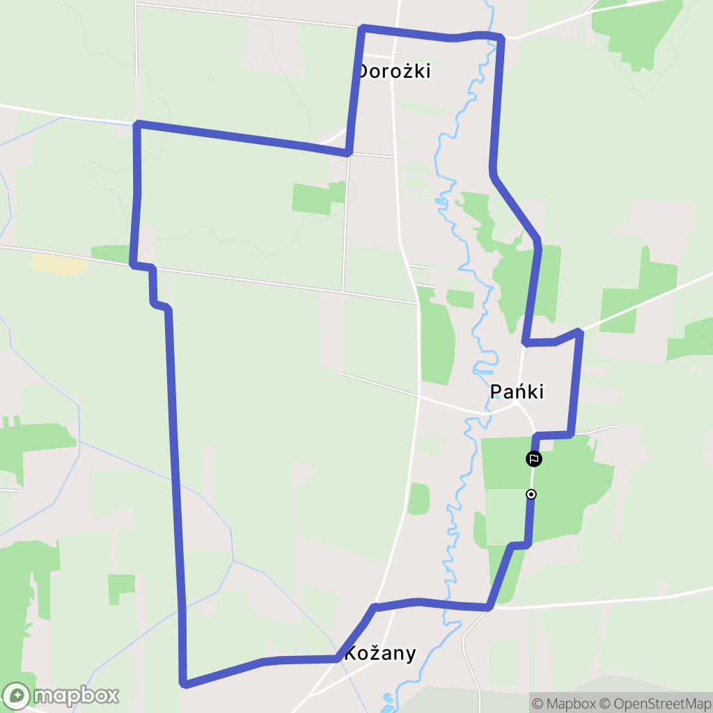 Kożany: mapa trasy - Poland