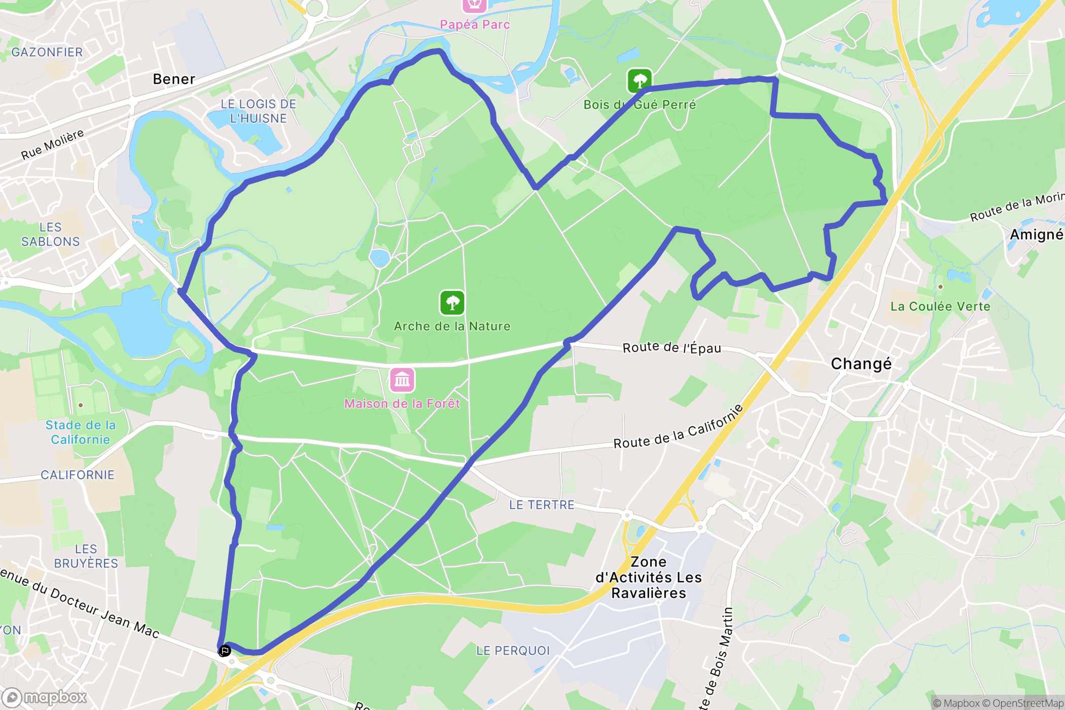Le Mans : carte du parcours de randonnée - France
