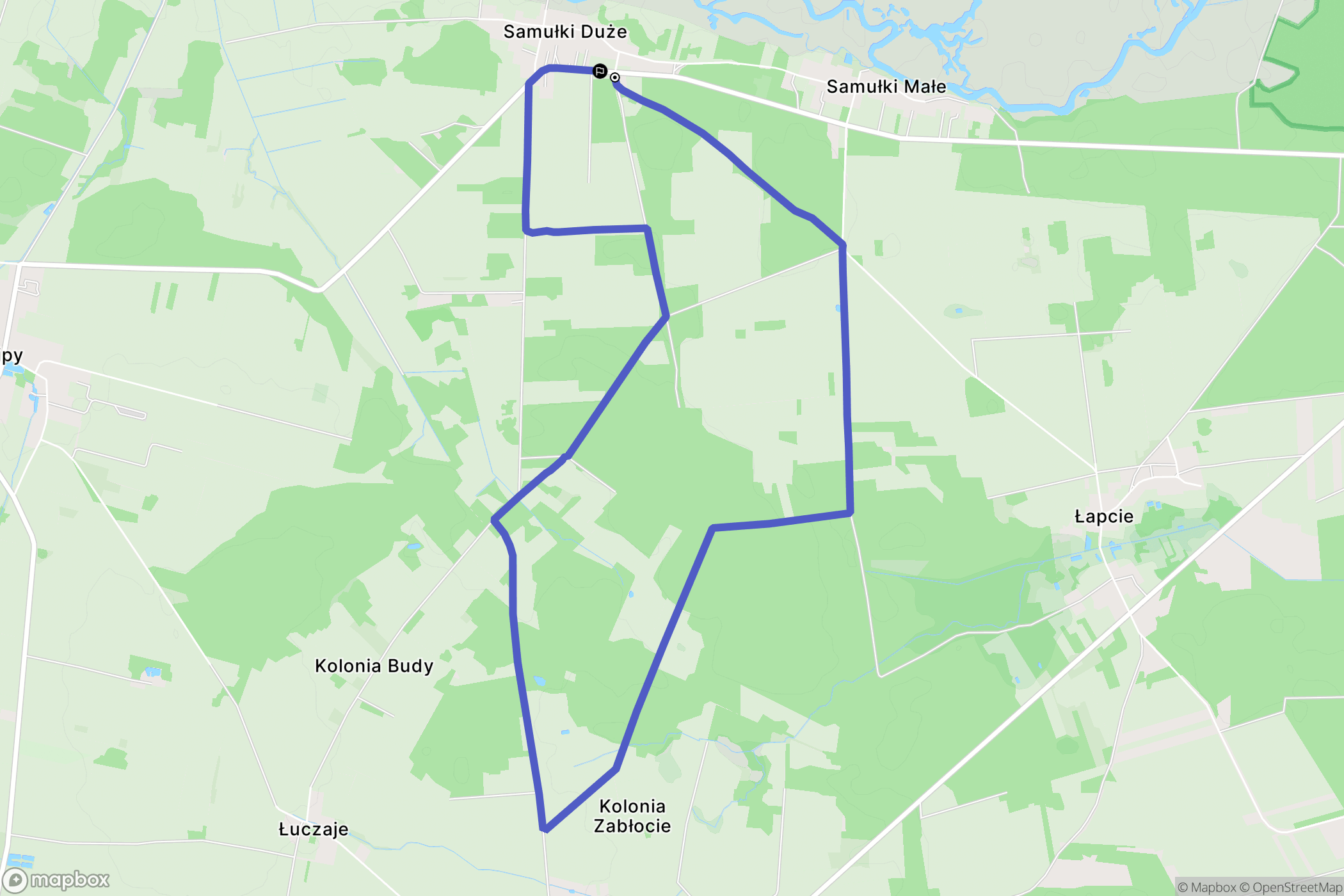 Samułki Duże: mapa trasy - Poland
