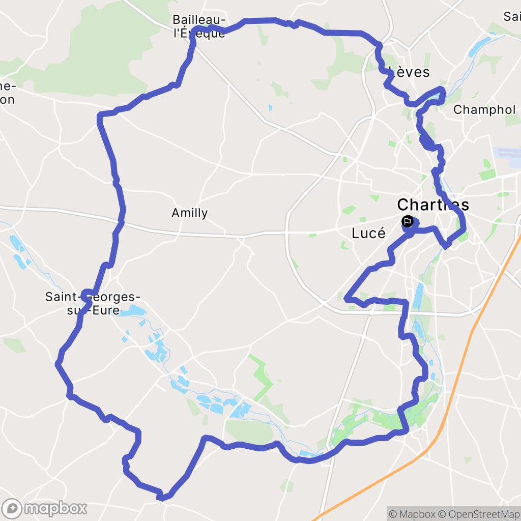 Chartres : carte du parcours de randonnée - France