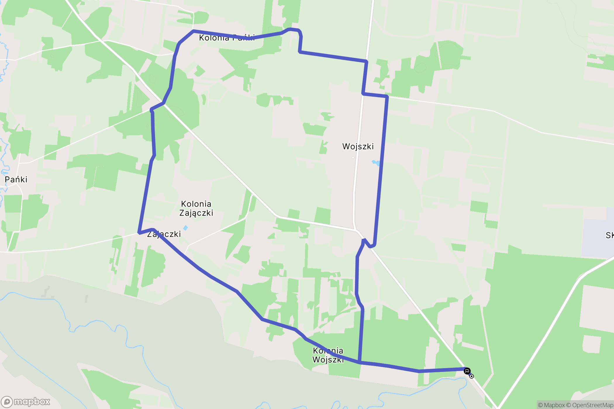 Wojszki: mapa trasy - Poland