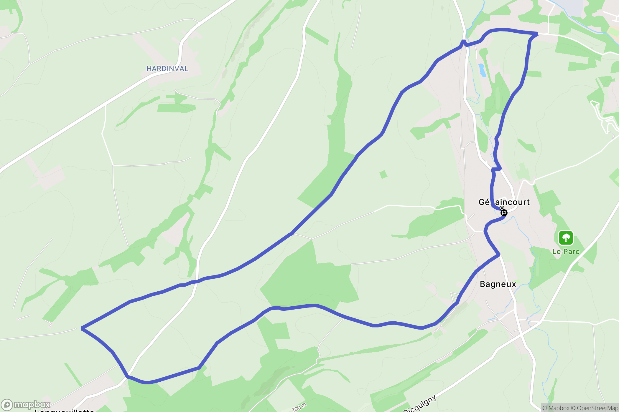 Gézaincourt : carte du parcours de randonnée - France