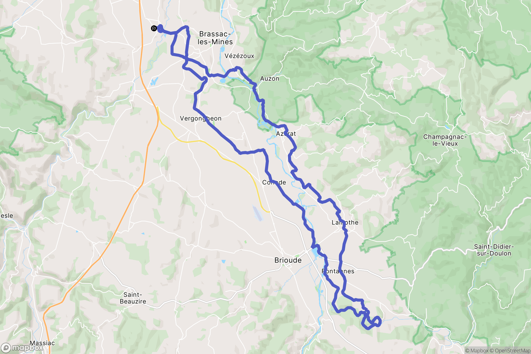 Charbonnier-les-Mines : carte du parcours de randonnée - France