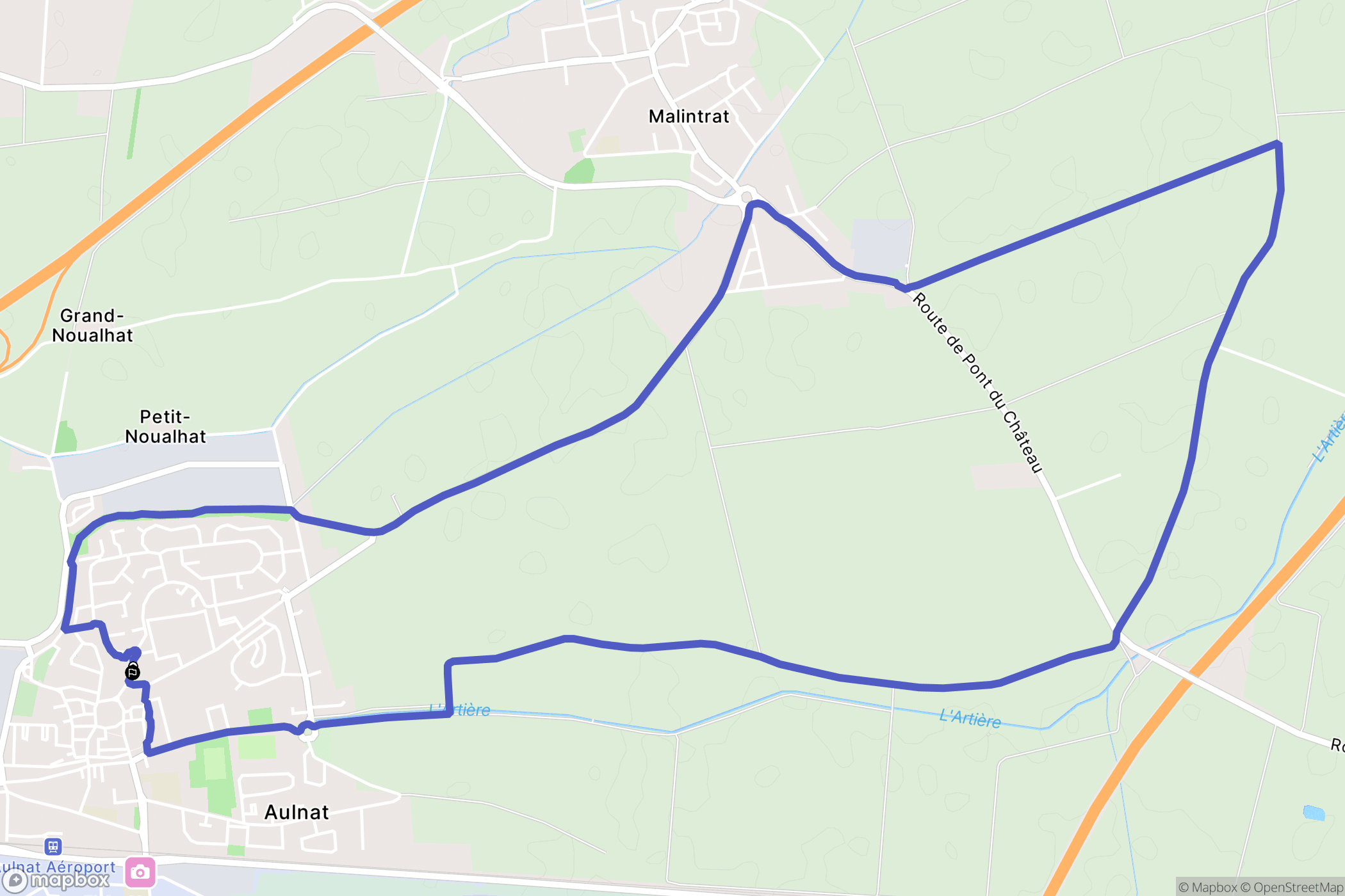 Aulnat : carte du parcours de randonnée - France