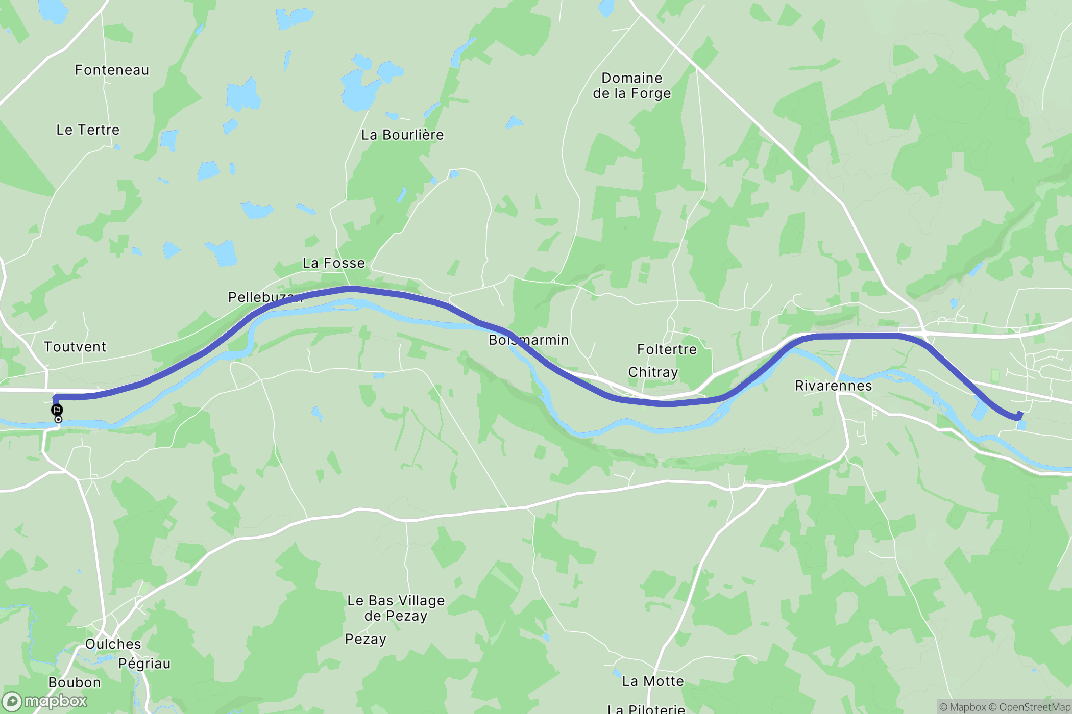 Ciron : carte du parcours de randonnée - France