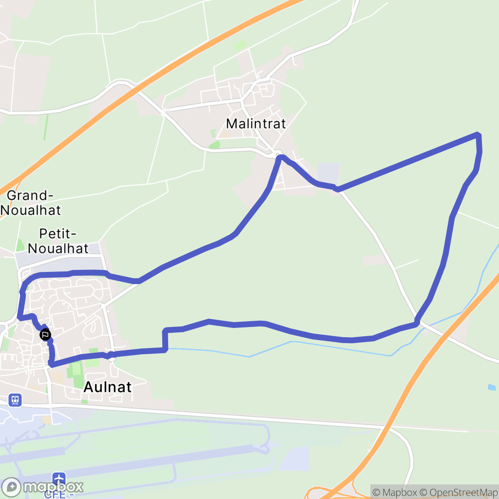 Aulnat : carte du parcours de randonnée - France