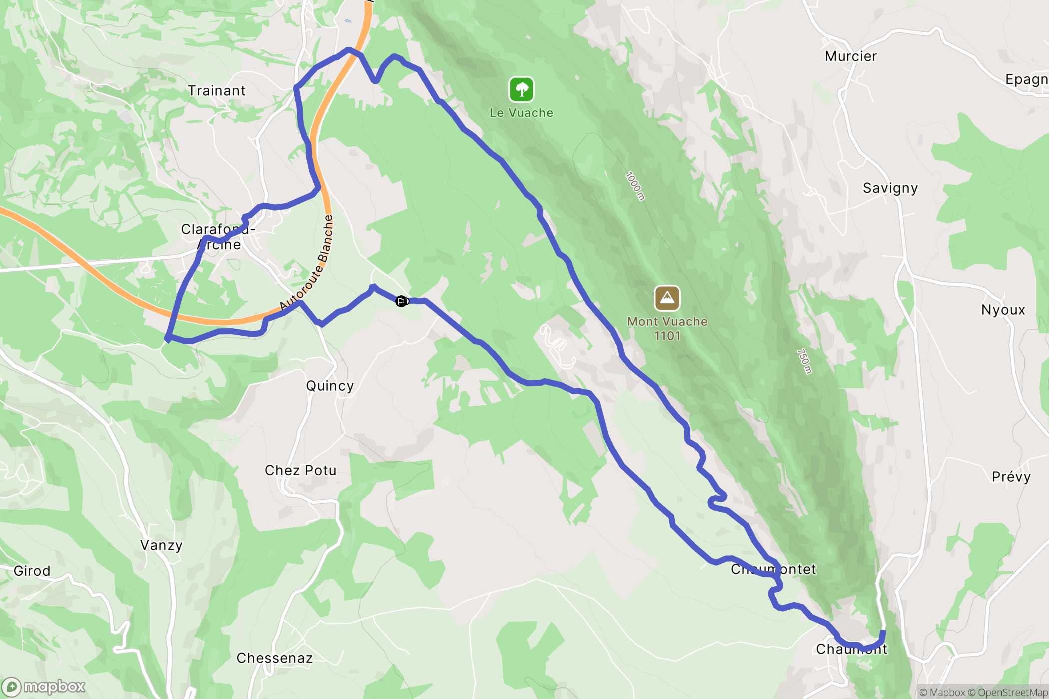 Clarafond-Arcine : carte du parcours de randonnée - France