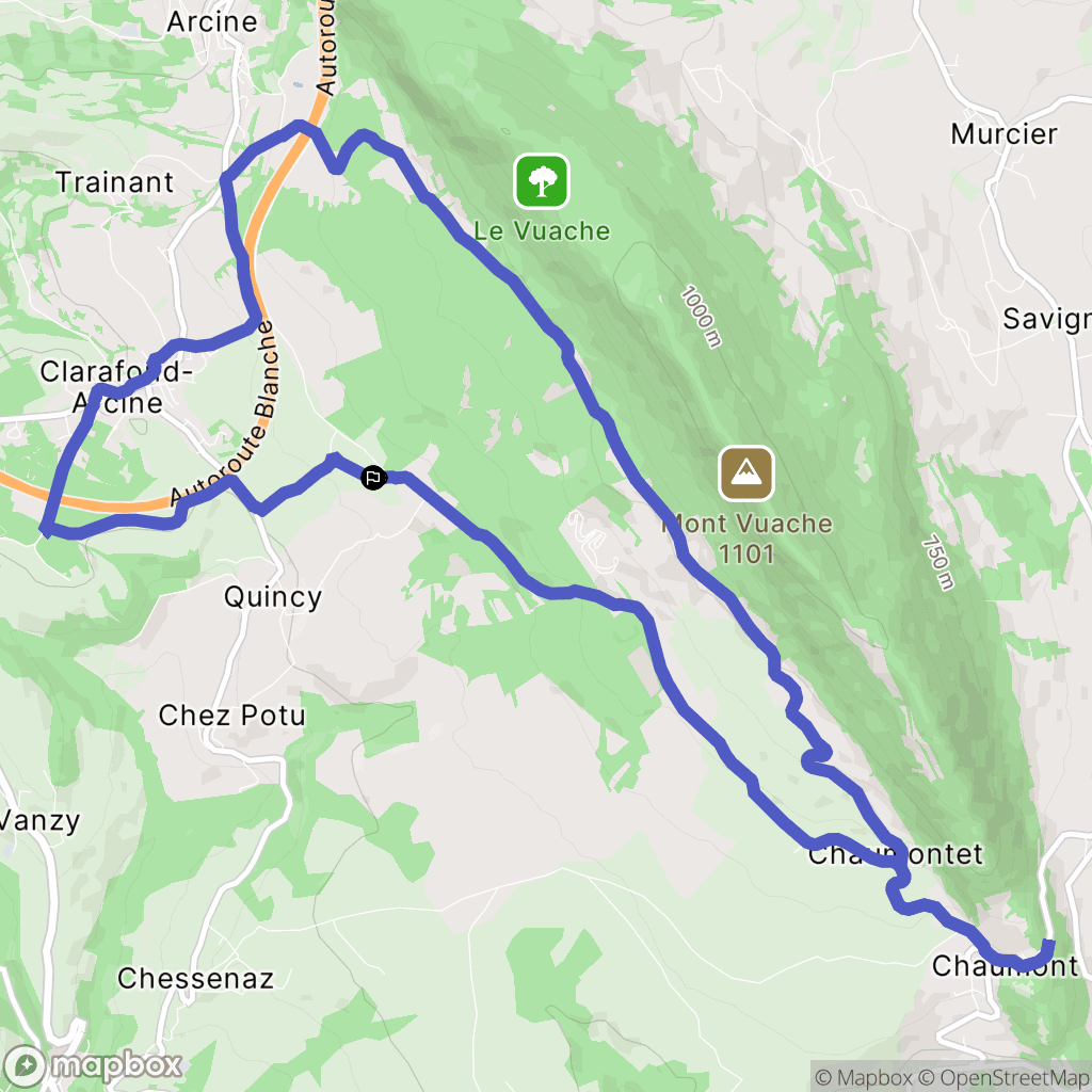 Clarafond-Arcine : carte du parcours de randonnée - France
