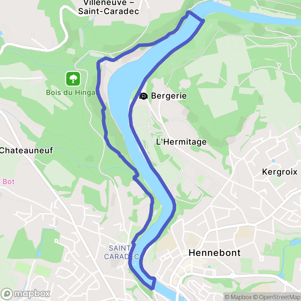 Hennebont : carte du parcours de randonnée - France
