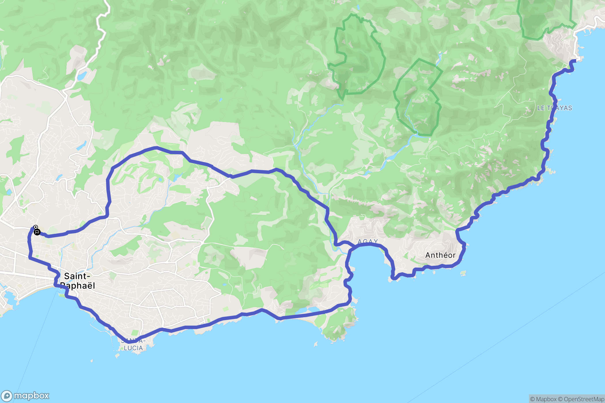 Fréjus : carte du parcours de randonnée - France