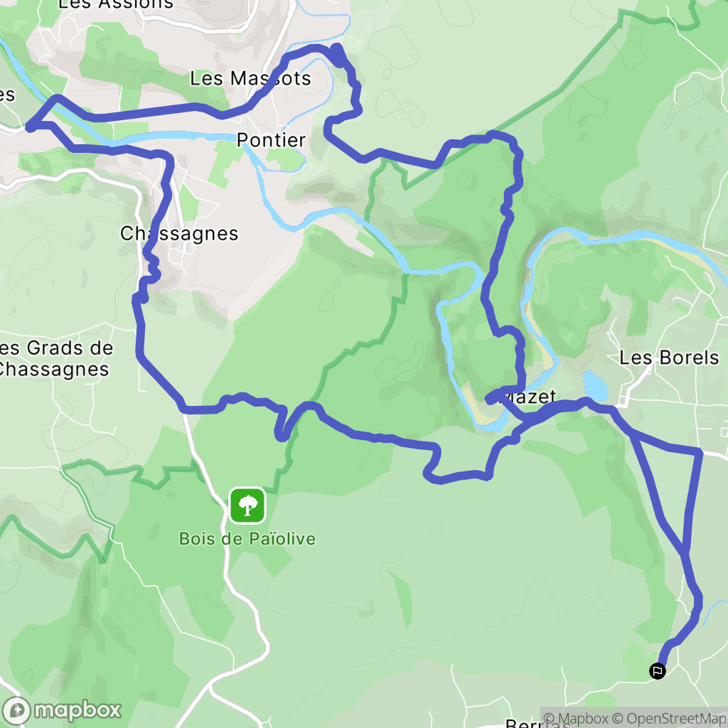 Berrias-et-Casteljau : carte du parcours de randonnée - France