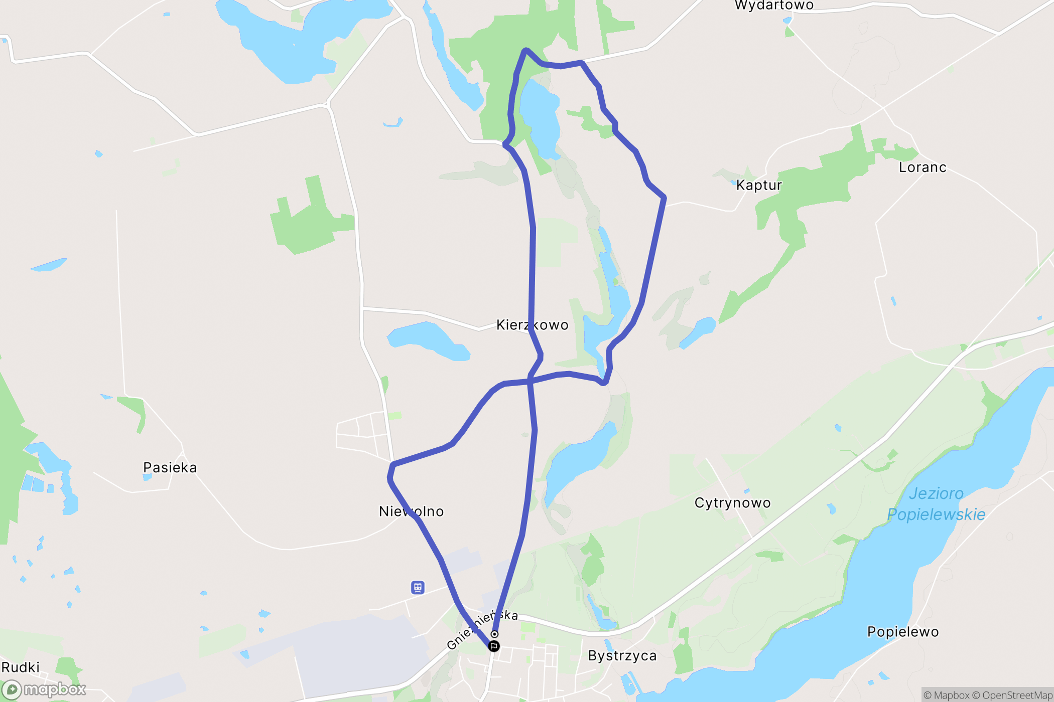 Trzemeszno: mapa trasy - Poland