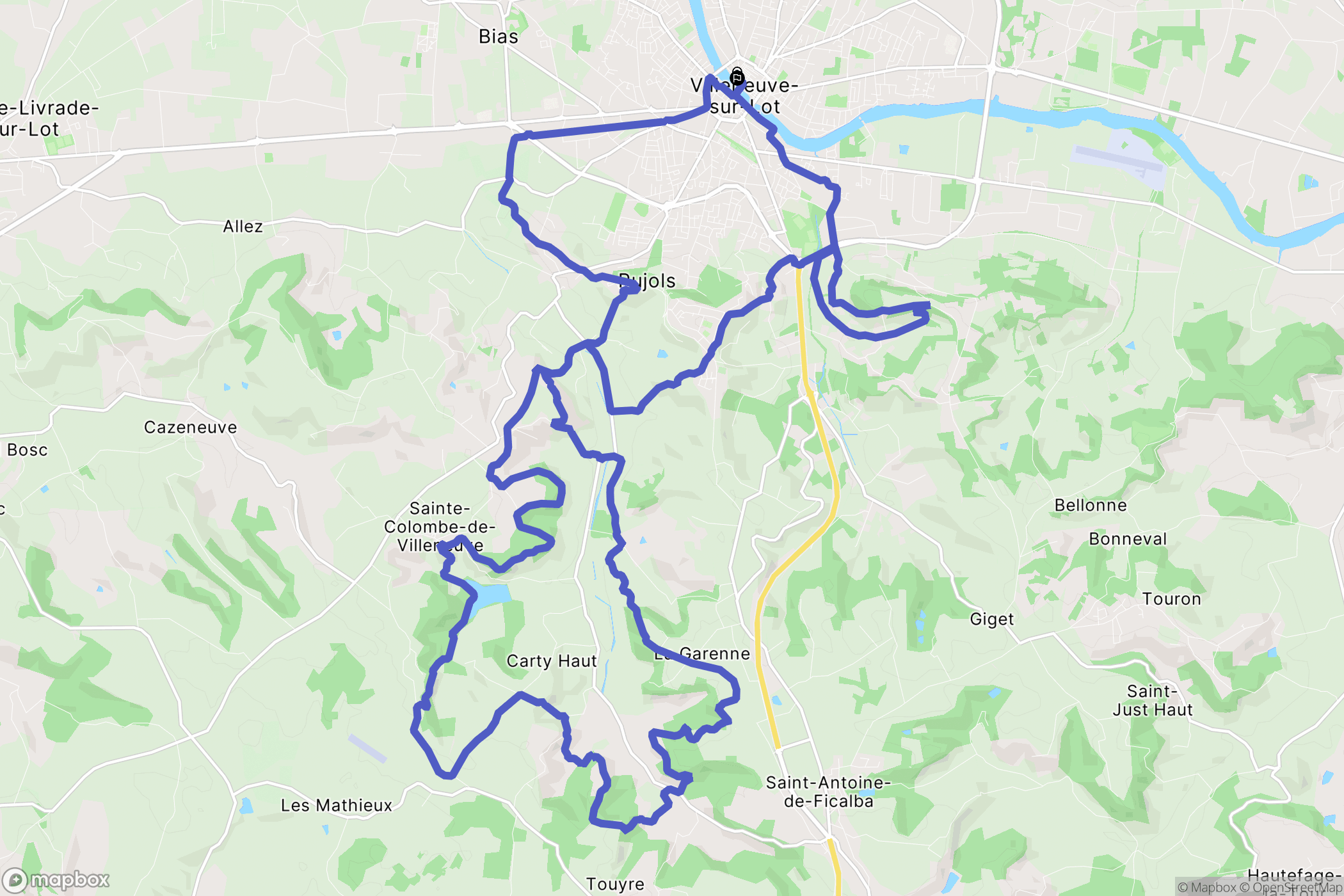 Villeneuve-sur-Lot : carte du parcours de randonnée - France