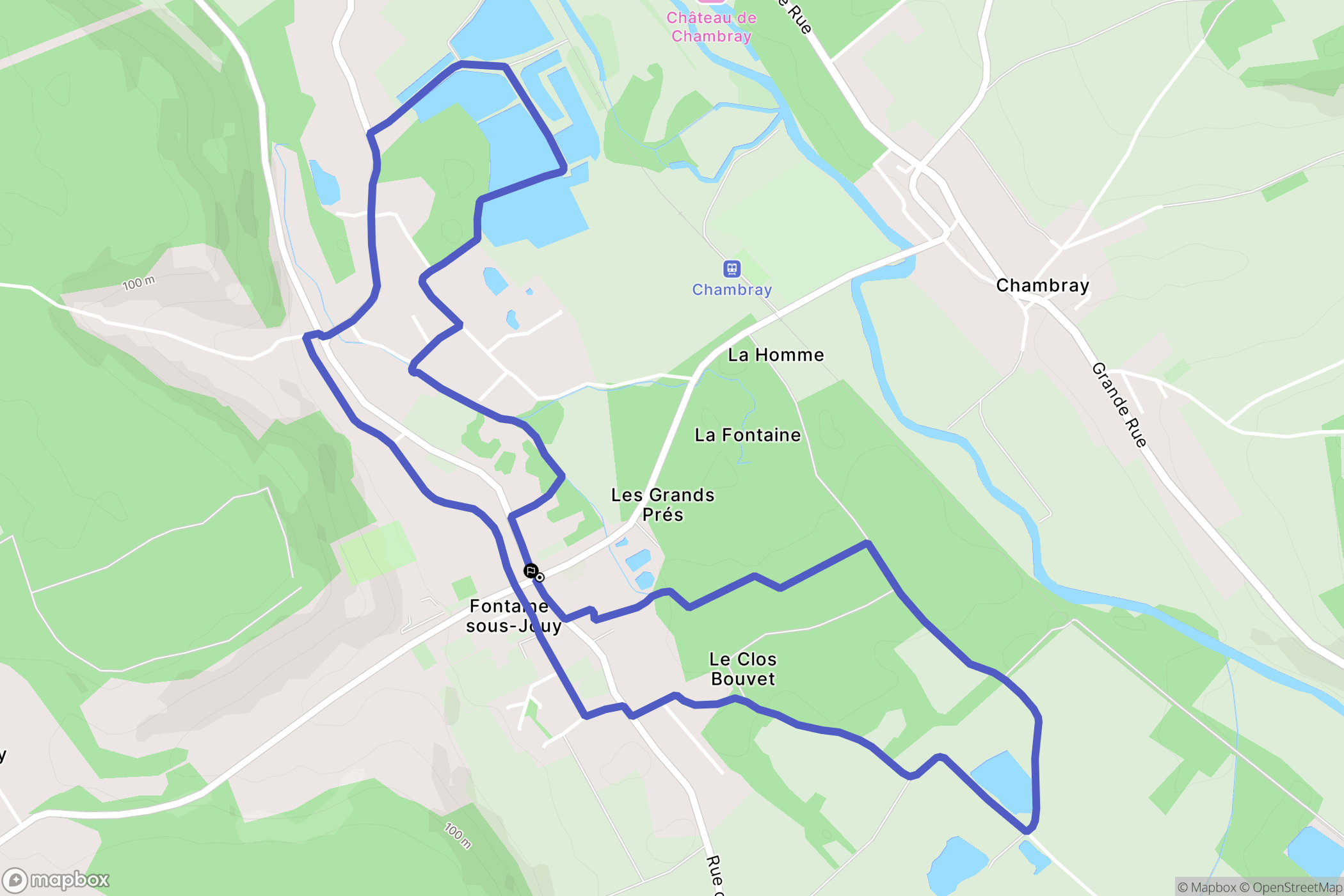 Fontaine-sous-Jouy : carte du parcours de randonnée - France