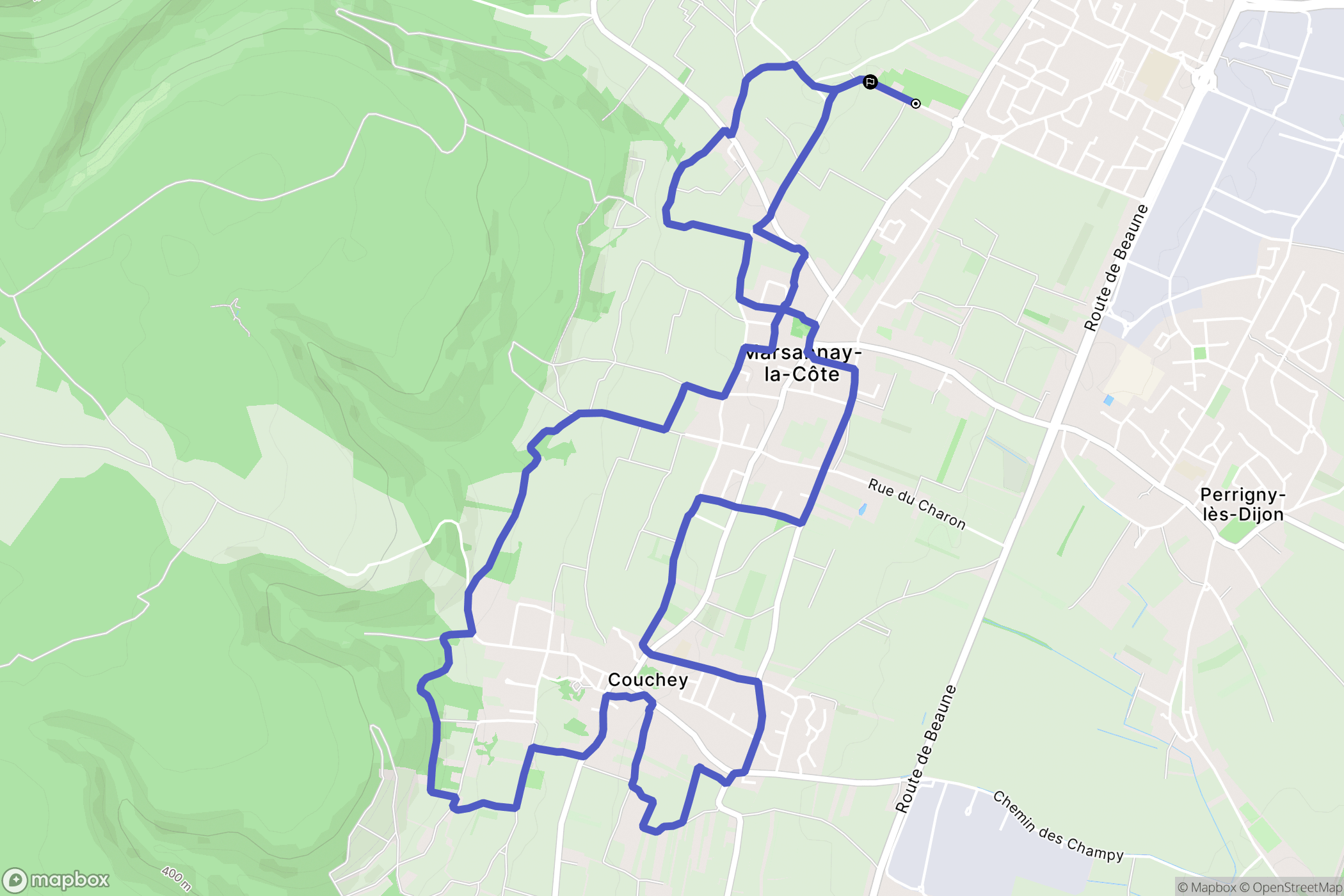 Marsannay-la-Côte : carte du parcours de randonnée - France
