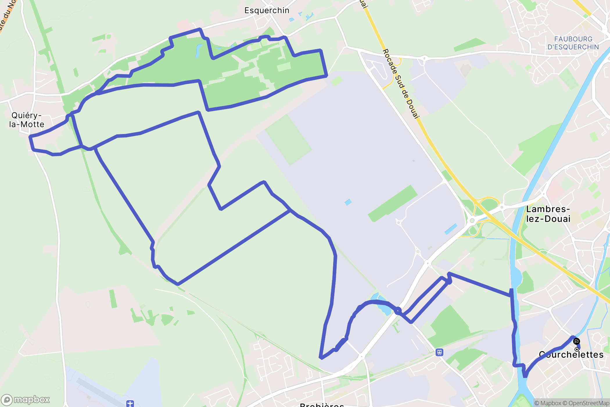 Courchelettes : carte du parcours de randonnée - France
