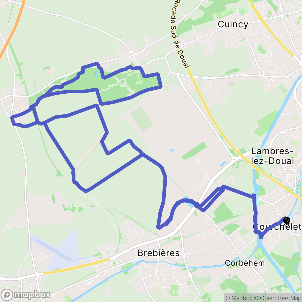 Courchelettes : carte du parcours de randonnée - France