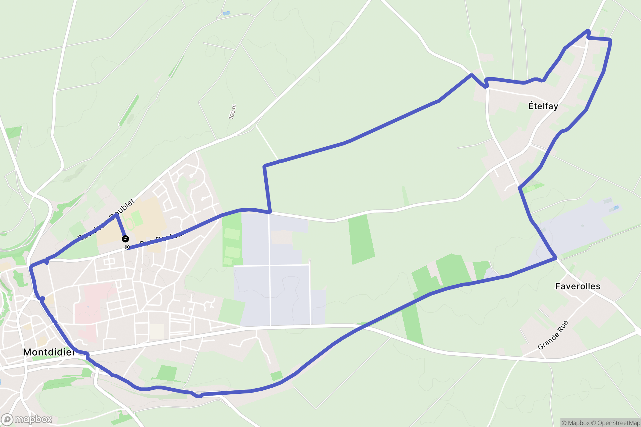 Montdidier : carte du parcours de randonnée - France