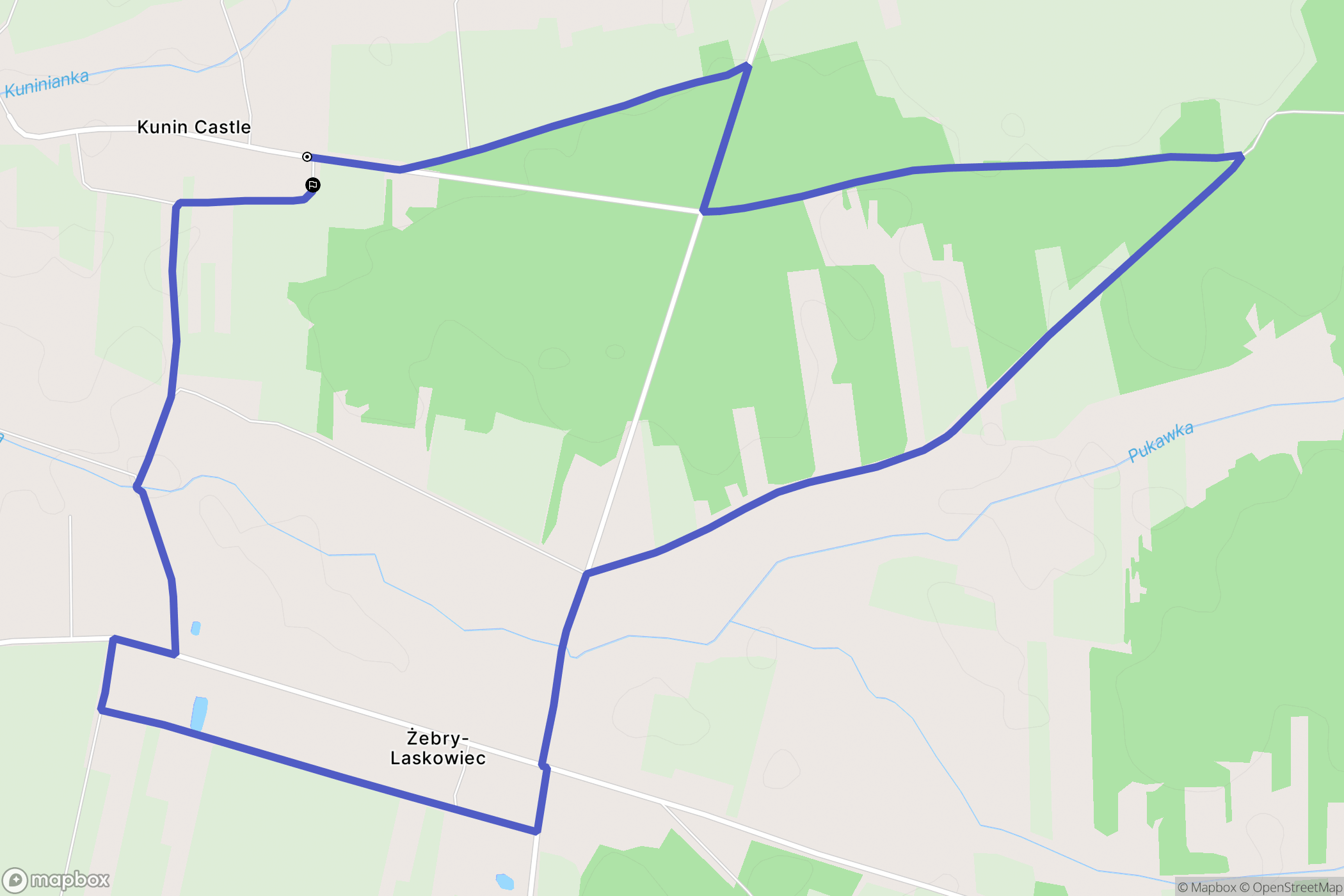 Kunin-Zamek: mapa trasy - Poland
