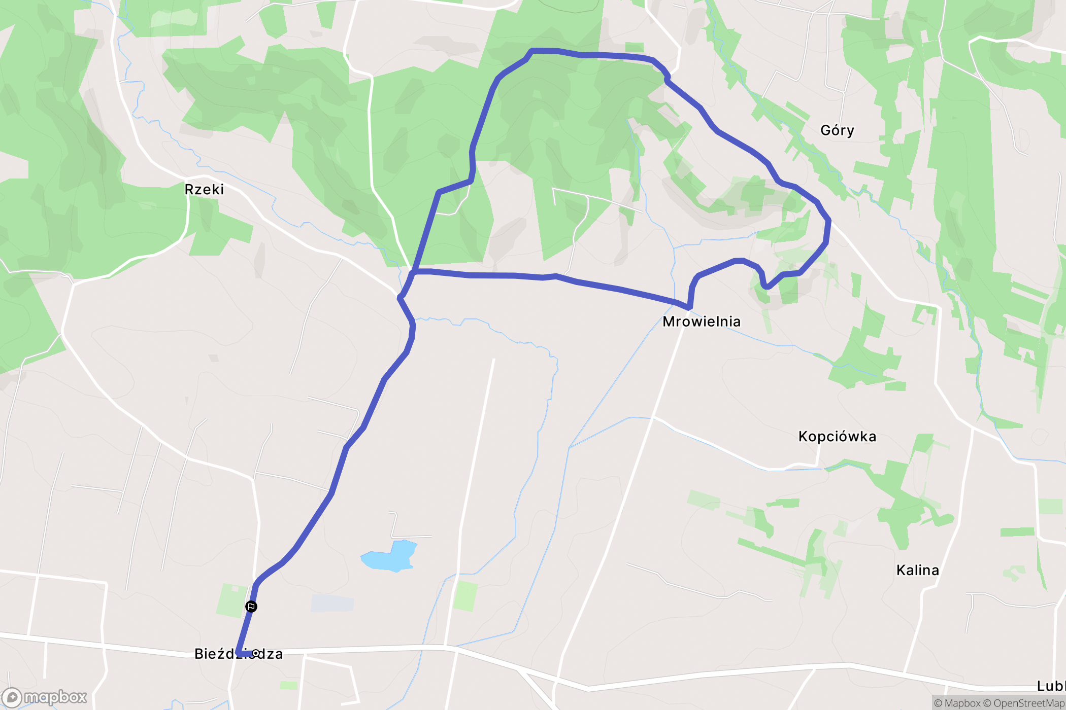 Bieździedza: mapa trasy - Poland