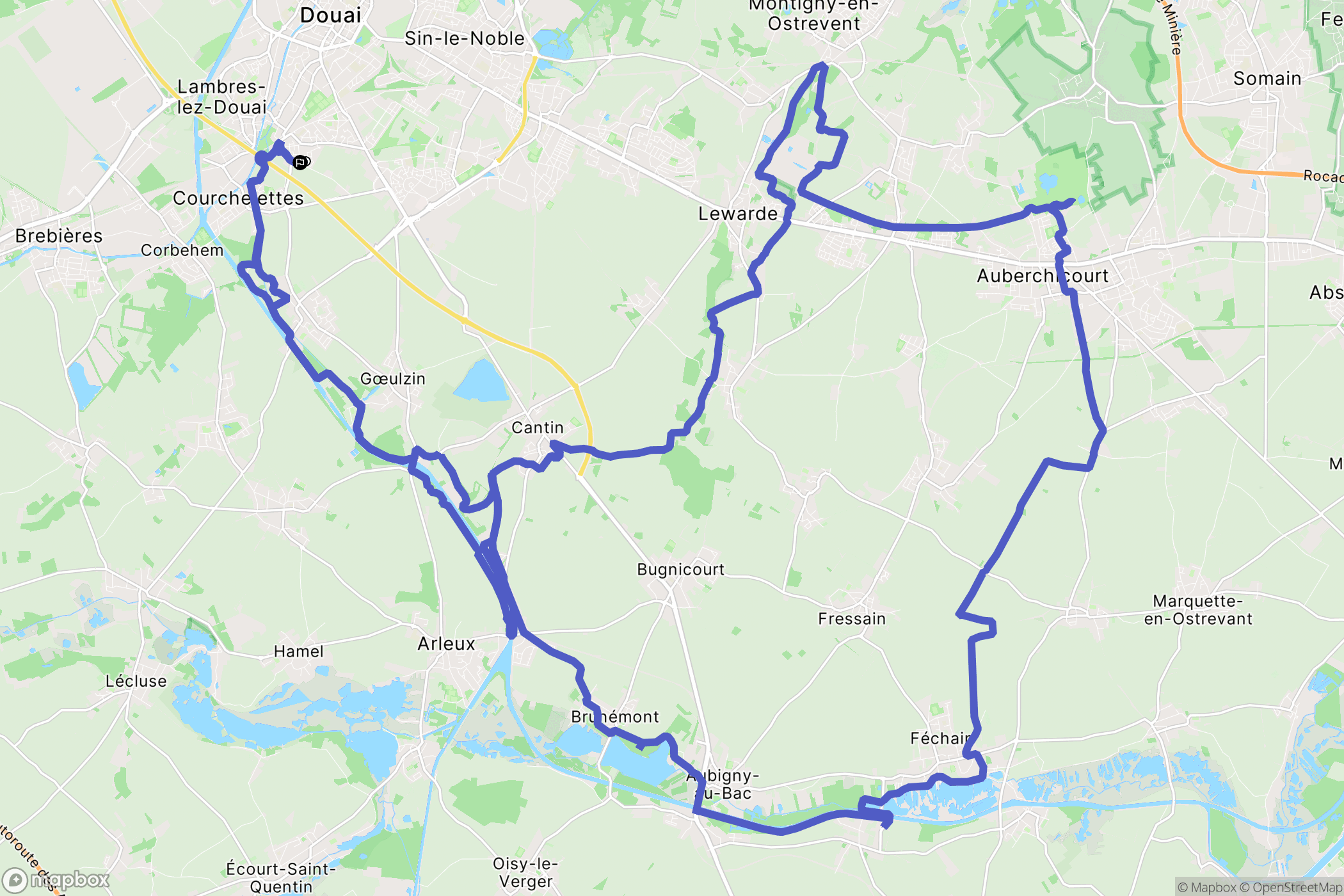 Lambres-Lez-Douai : carte du parcours de randonnée - France