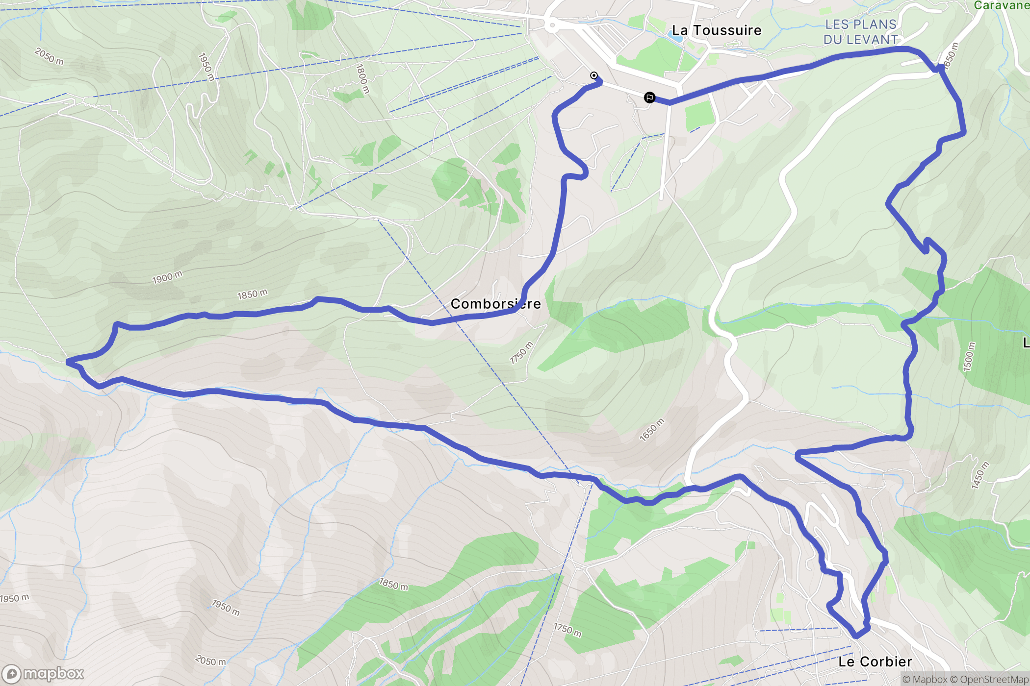 Fontcouverte-la-Toussuire : carte du parcours de randonnée - France