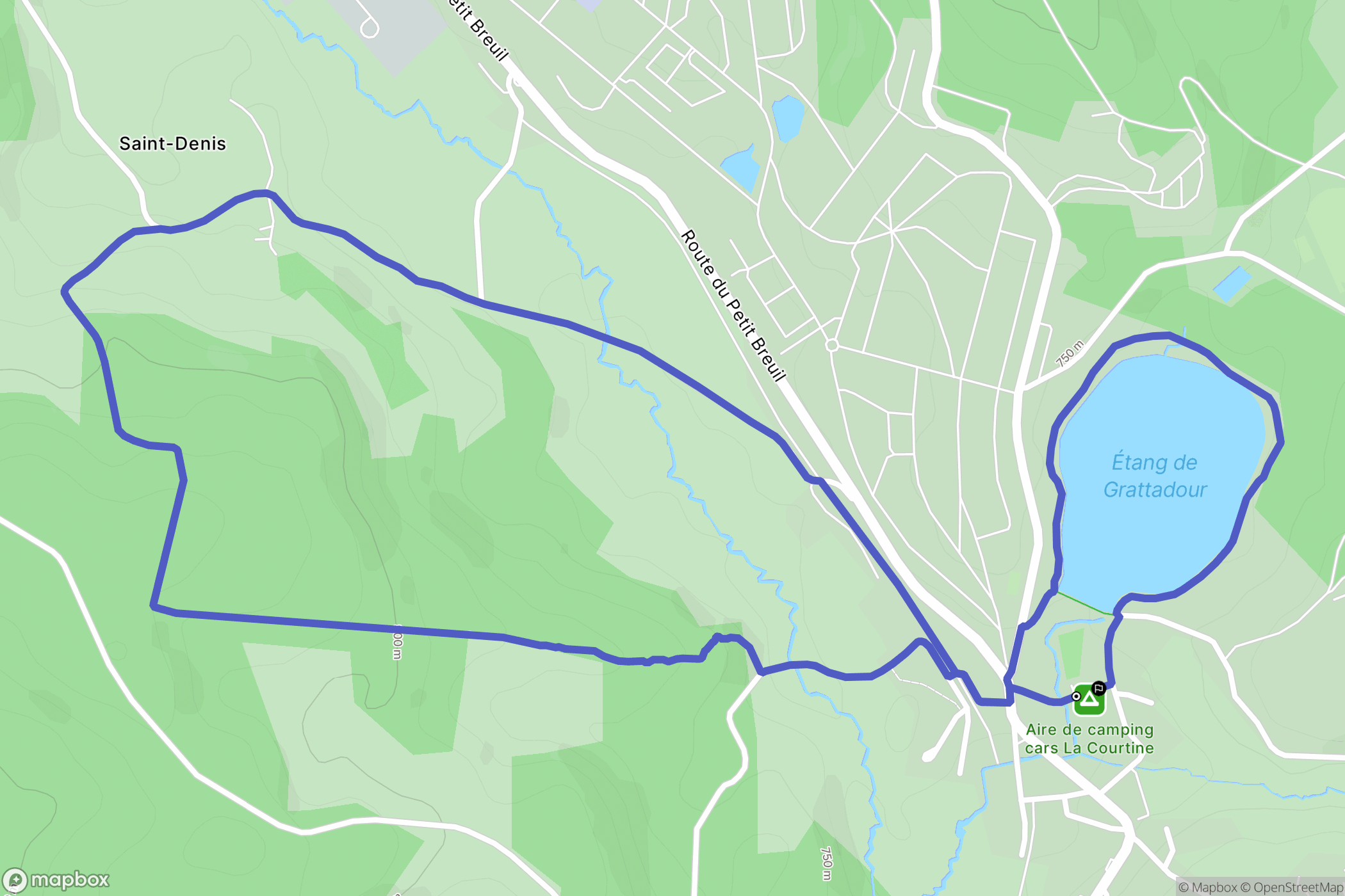 La Courtine : carte du parcours de randonnée - France