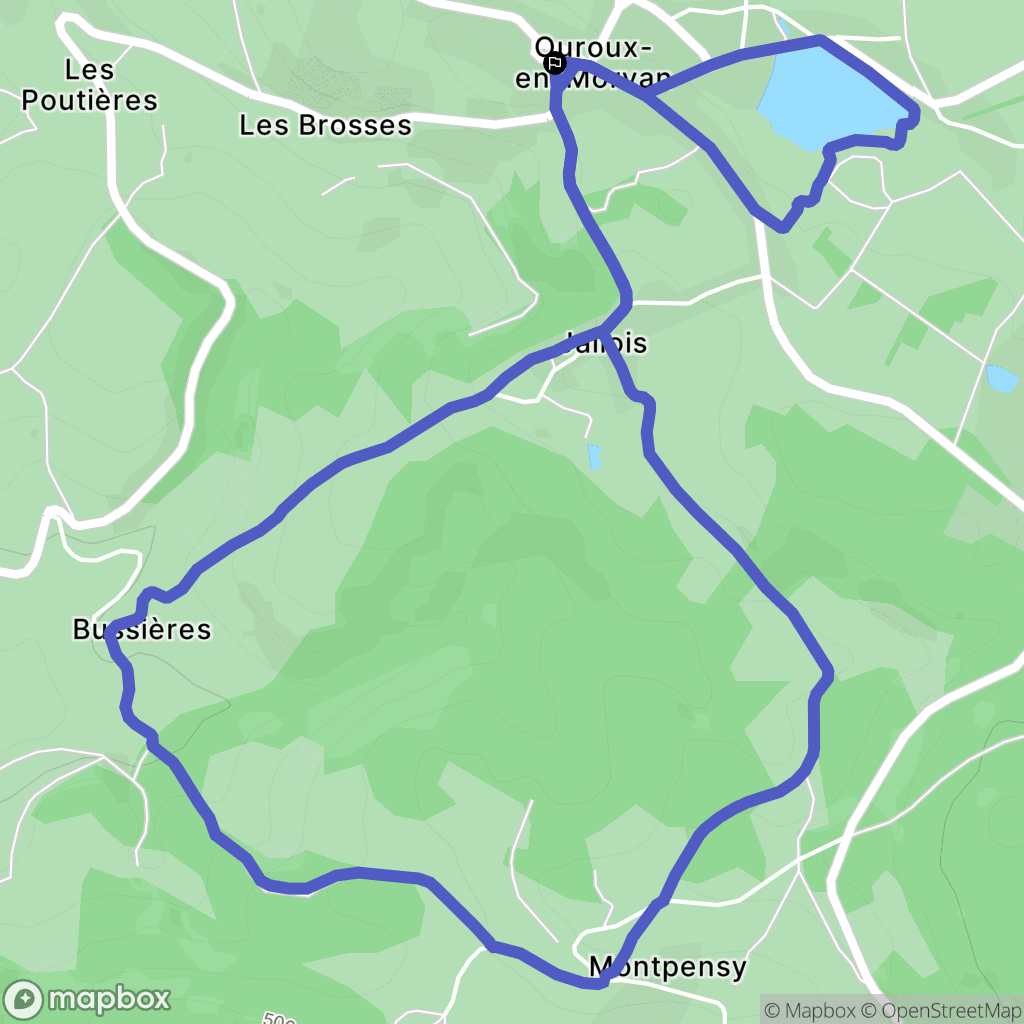 Ouroux-en-Morvan : carte du parcours de randonnée - France