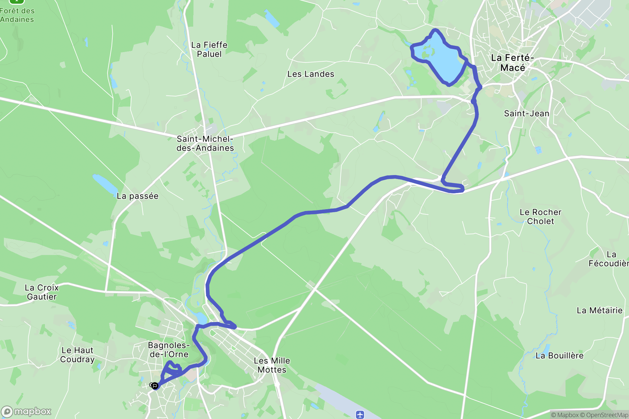 Bagnoles de l'Orne Normandie : carte du parcours de randonnée - France
