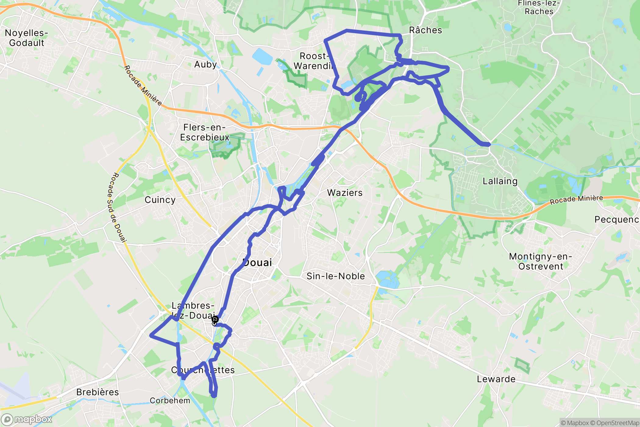 Lambres-Lez-Douai : carte du parcours de randonnée - France