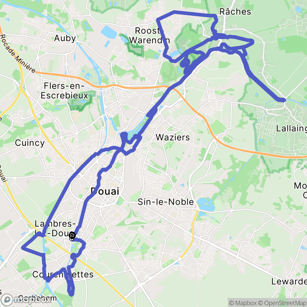 Lambres-Lez-Douai : carte du parcours de randonnée - France