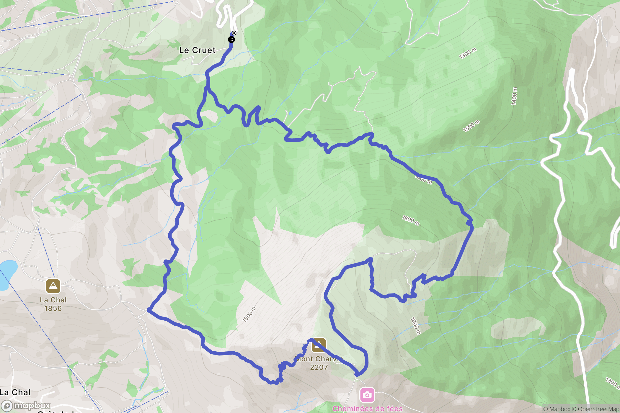 Villarembert : carte du parcours de randonnée - France