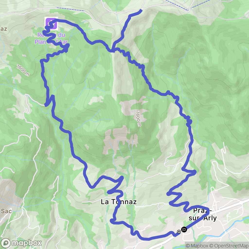 Praz-sur-Arly : carte du parcours de randonnée - France