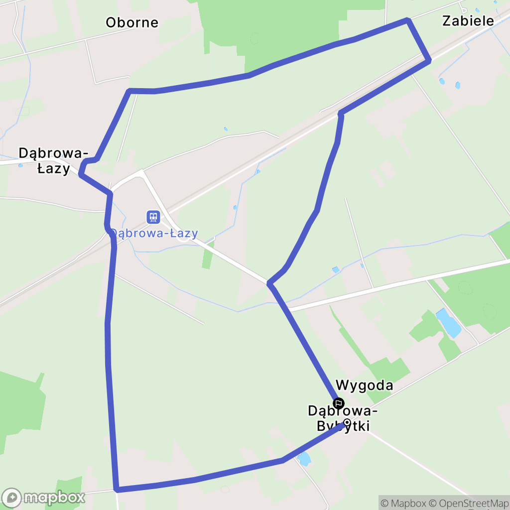 Dąbrowa-Bybytki: mapa trasy - Poland