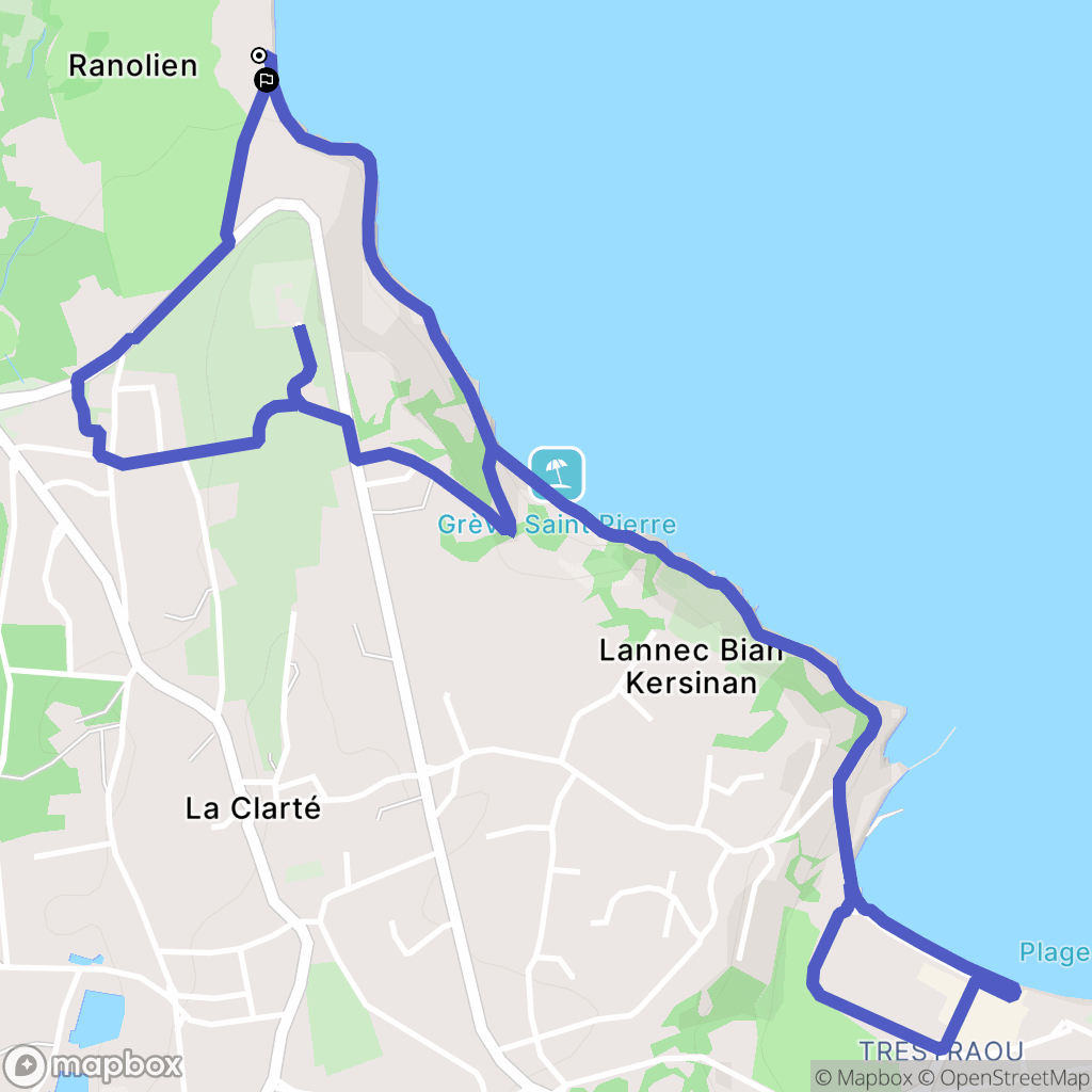 Perros-Guirec : carte du parcours de randonnée - France