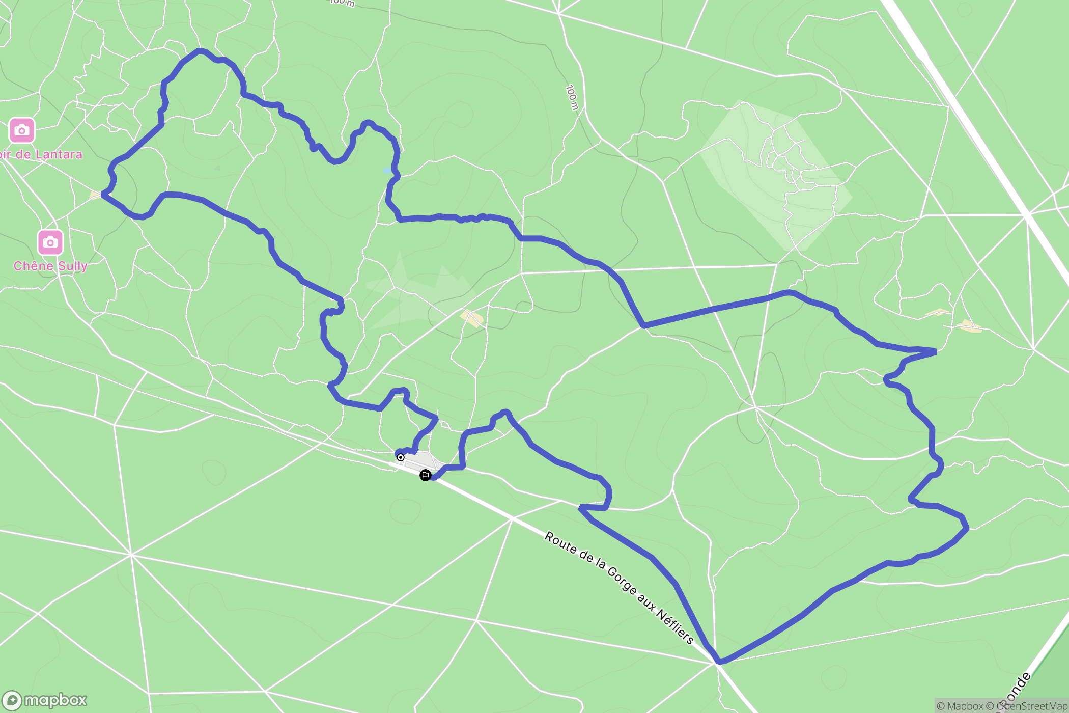 Fontainebleau : carte du parcours de randonnée - France