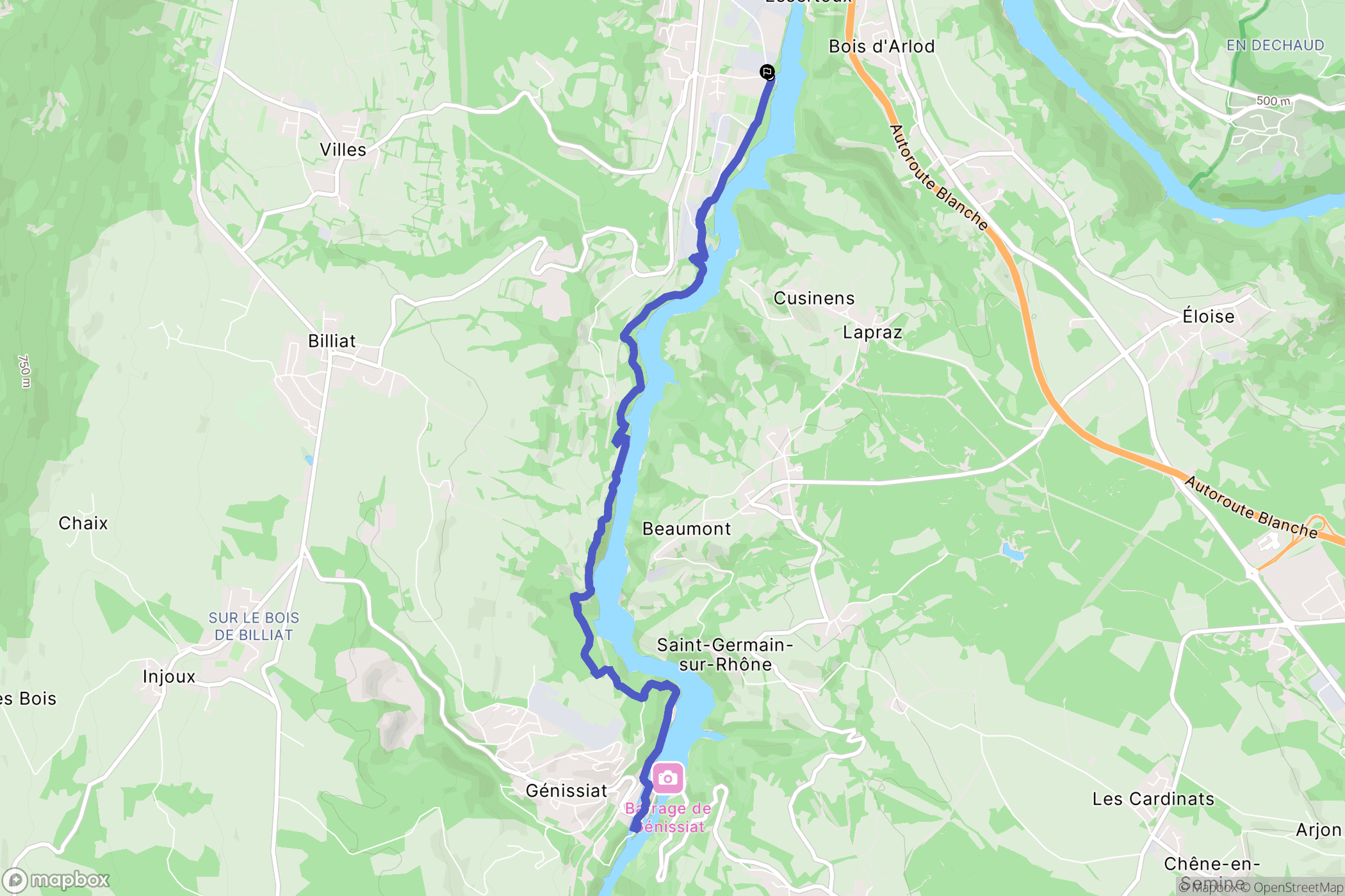 Valserhône : carte du parcours de randonnée - France