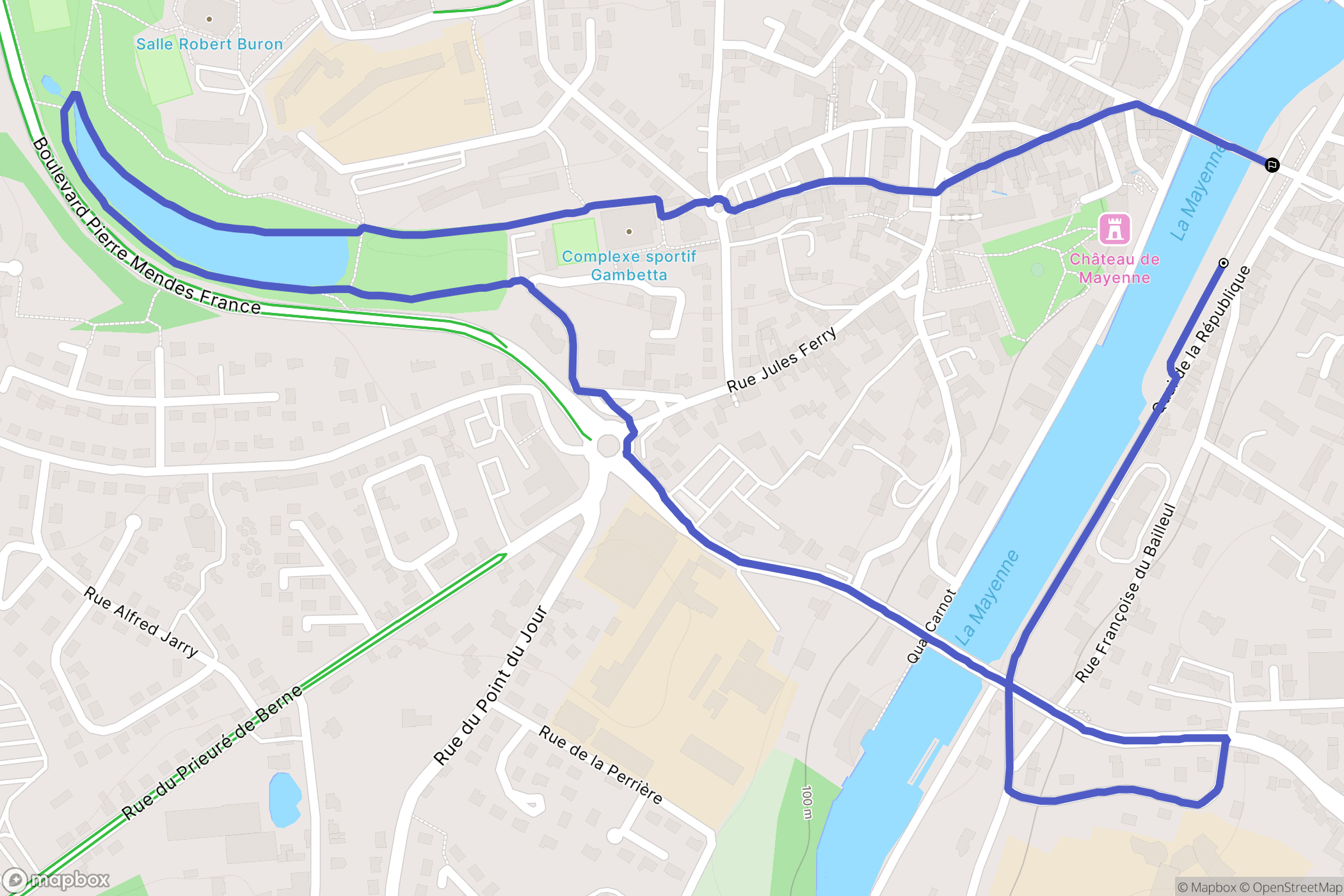 Mayenne : carte du parcours de randonnée - France