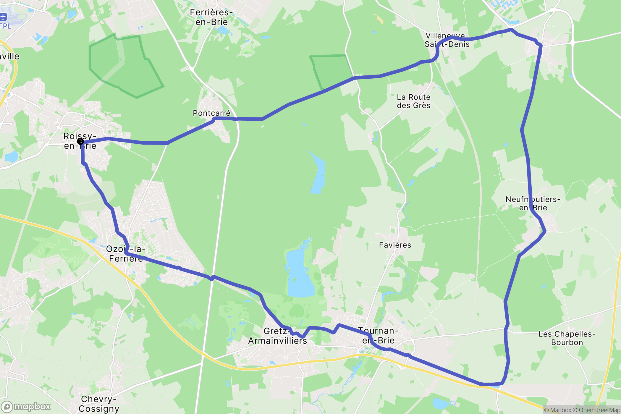 Roissy-en-Brie : carte du parcours de randonnée - France