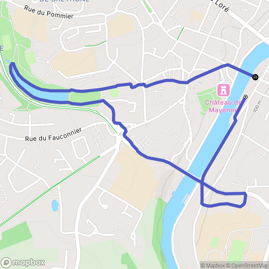 Mayenne : carte du parcours de randonnée - France