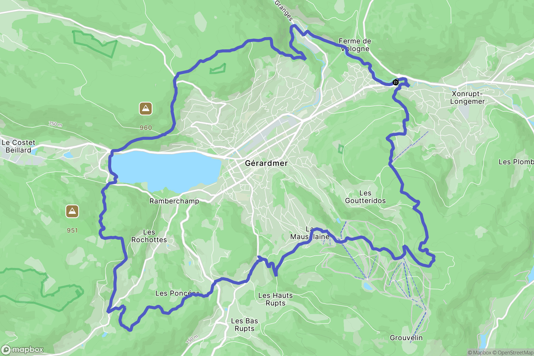 Xonrupt-Longemer : carte du parcours de randonnée - France