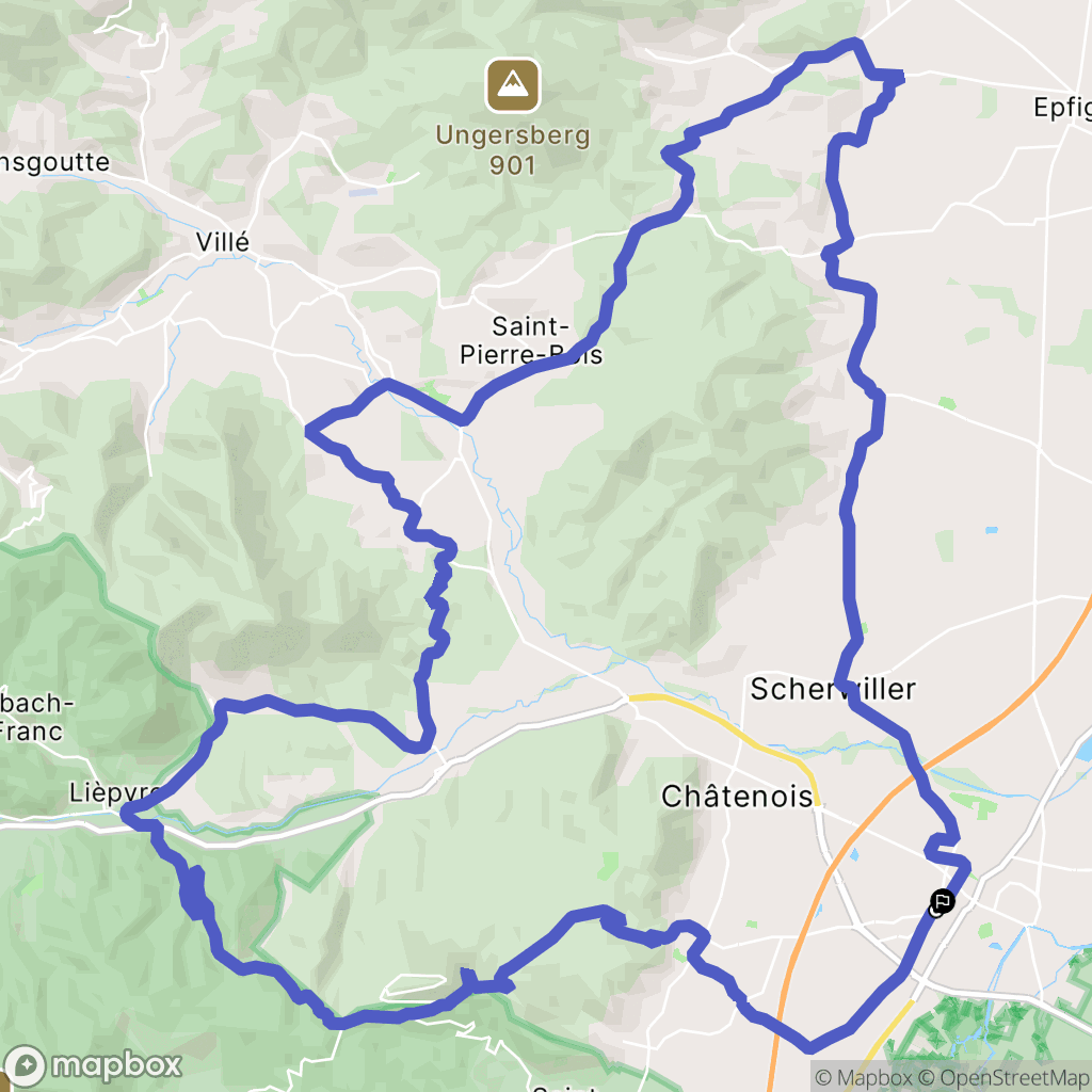 Sélestat : carte du parcours de randonnée - France