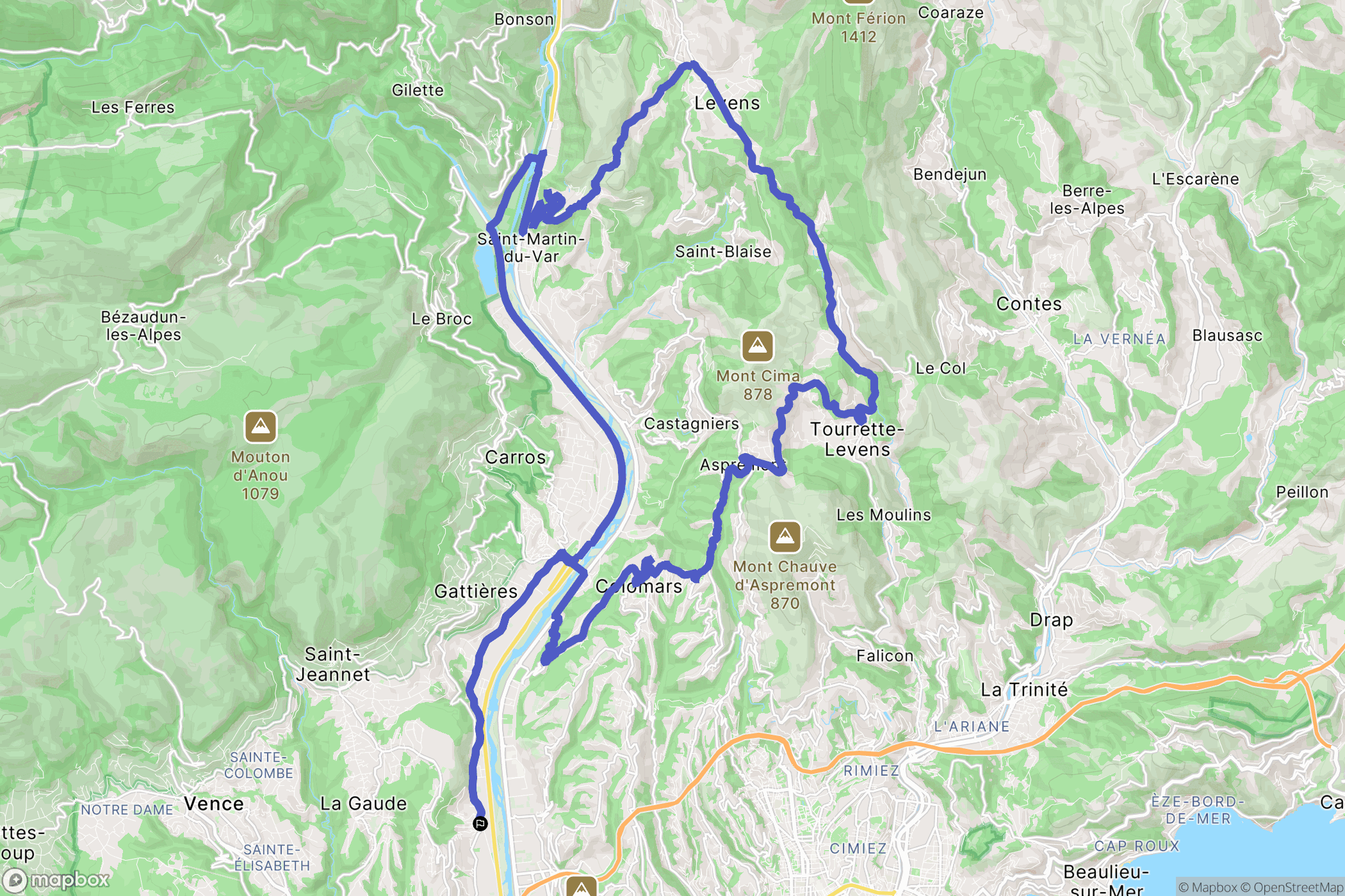 La Gaude : carte du parcours de randonnée - France