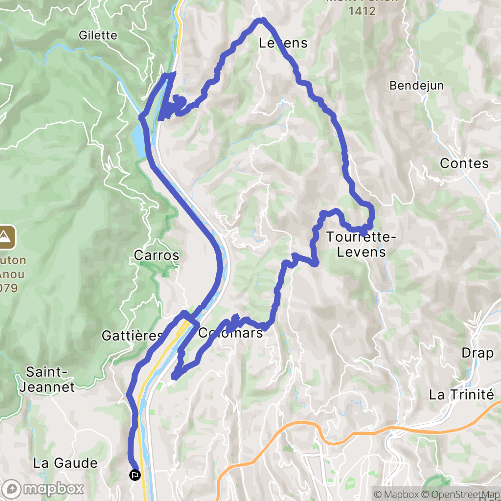 La Gaude : carte du parcours de randonnée - France