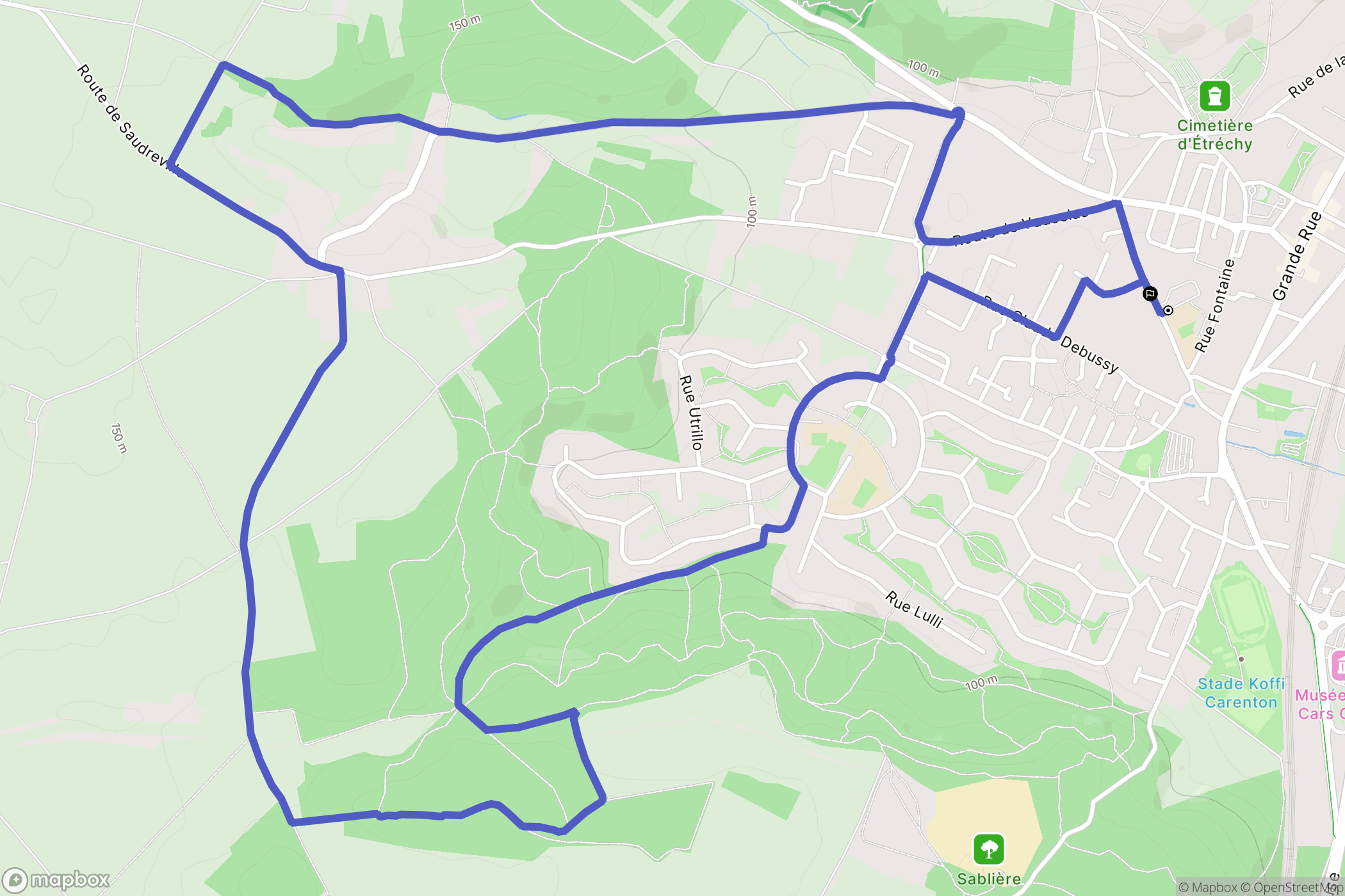 Étréchy : carte du parcours de randonnée - France